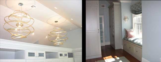 Dramatic lighting and a comfortable window seat designed by Zimmerman Architects Denville NJ