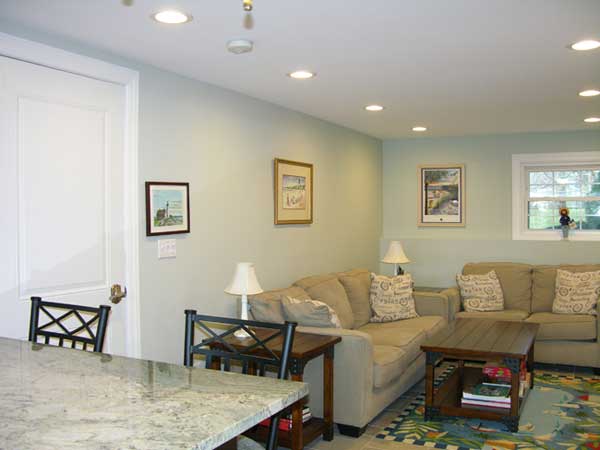 Inviting sitting area with better lighting and no paneling