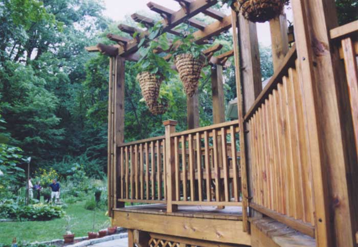 Added outdoor interest with a deck and pergola