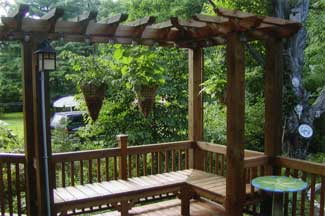 enhanced view of back yard from pergola