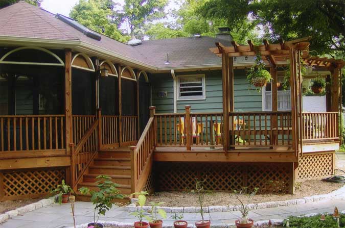 Screened-in porch, deck and pergola