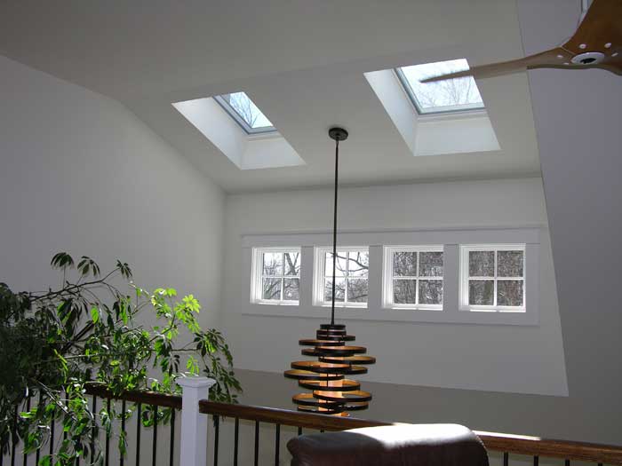 A dormer over living room