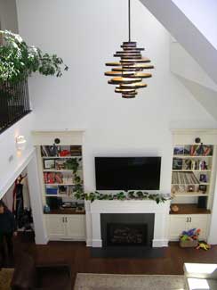 looking down at living room from loft