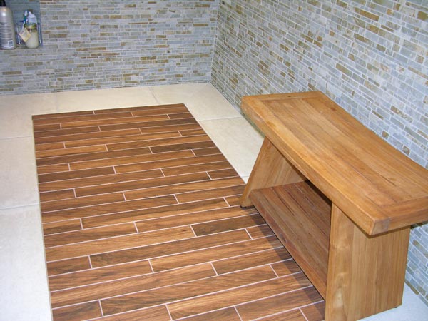 Teak shower bench