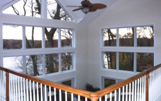 Living room windows viewed from the balcony above.