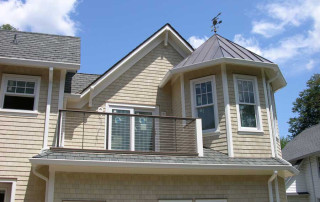 Octagonal Office with balcony overlooking rear yard