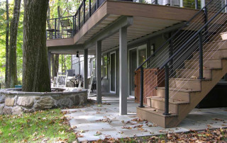 New deck and regrading designed to preserve large oak tree