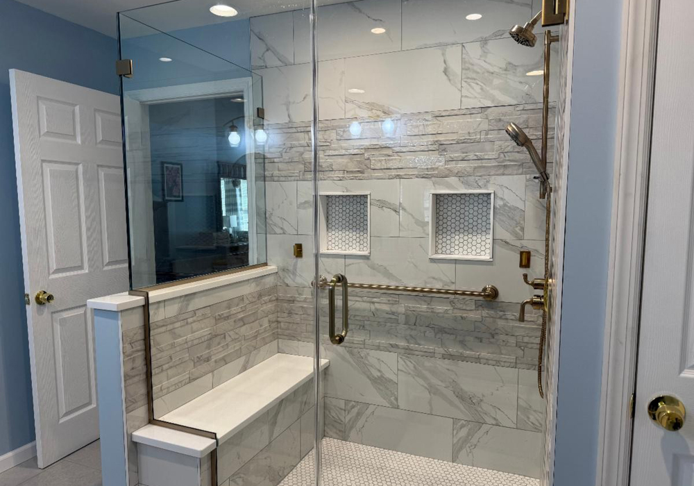 new master bath shower with bench