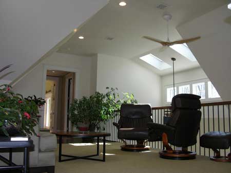 smaller, cozy spaces overlooking the larger space