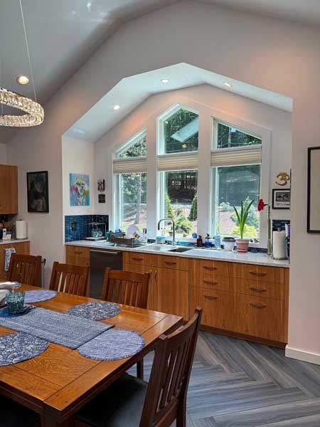 kitchen view of beautiful landscaping