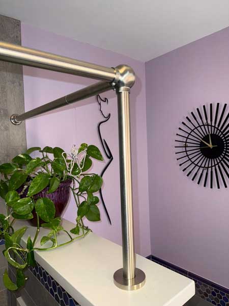 Metal railings found at a restaurant supply store.