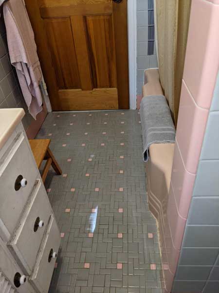 Tiny tiles make the floor look smaller and are a pain to clean.