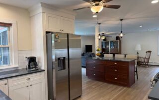View across kitchen to the living room after