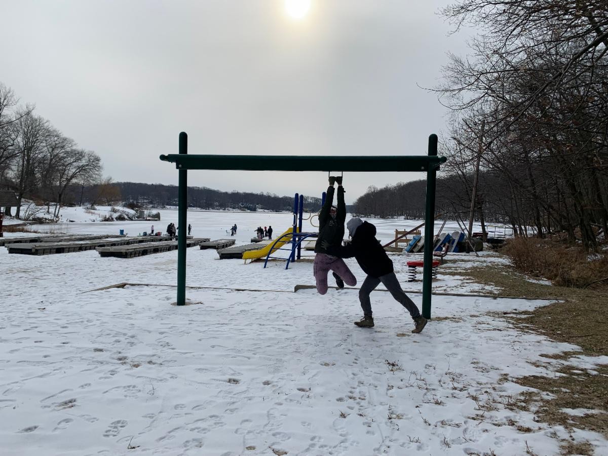 winter sports by the lake