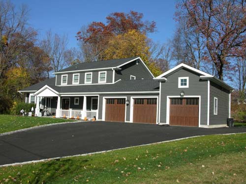 The garages after addition