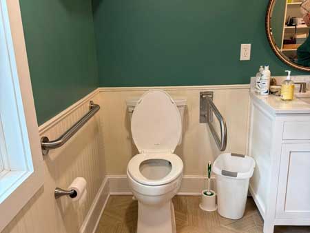 grab bar lowered into position