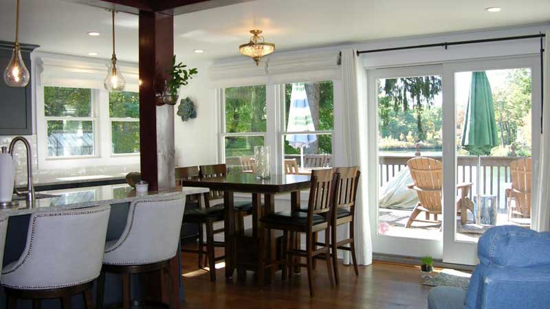 easy access to deck from kitchen area