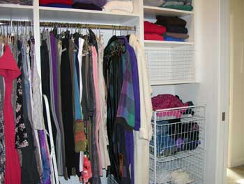 Closet with hampers for sorting