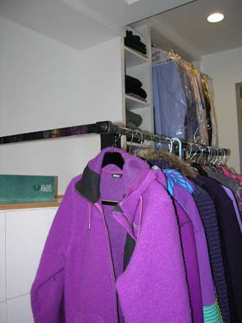 Closet with clothes rod down