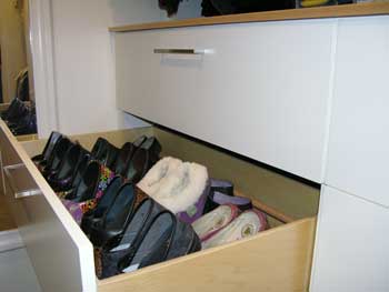 Dedicated space for storing shoes