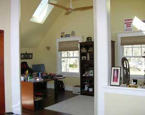 Well-lit home office work area