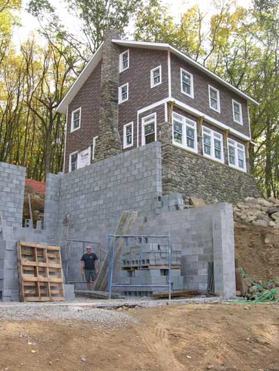 The garage under construction